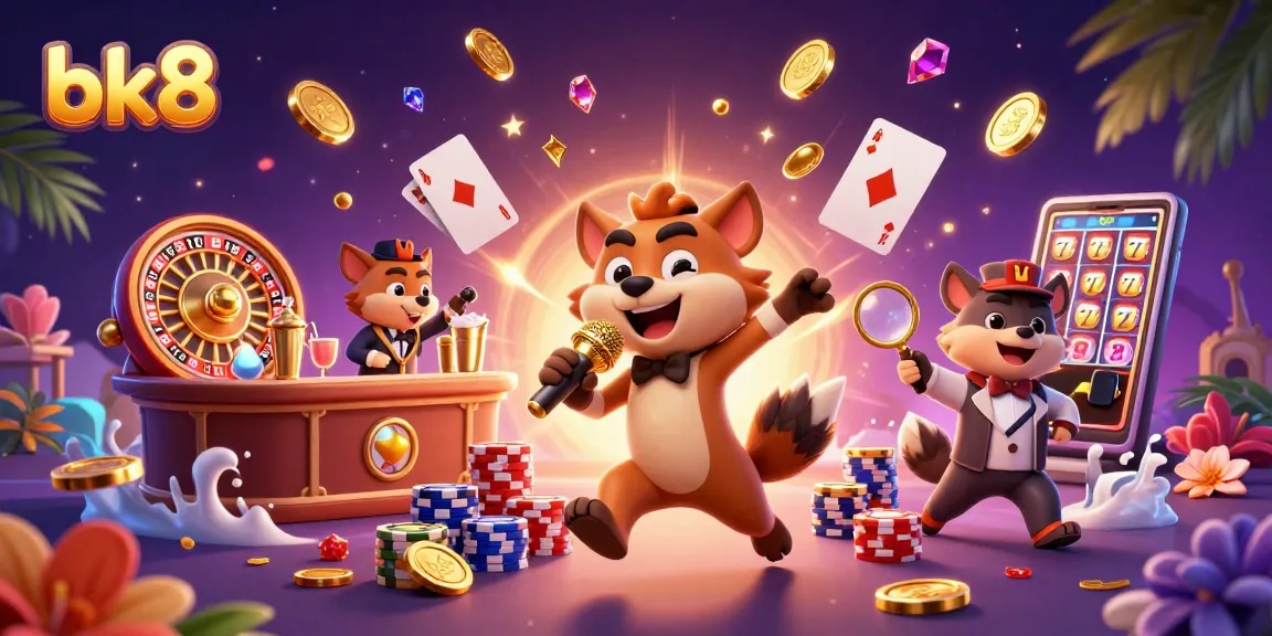 Bets are winning at BK8 with a lively hyena comedy casino club showcasing vibrant gaming elements.