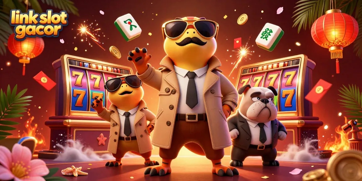Experience the excitement of link slot gacor with raptors in a trench coat at a VIP casino lounge.