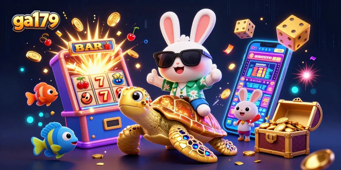 Experience thrilling wins with ga179 in a vibrant casino adventure featuring cartoon characters.