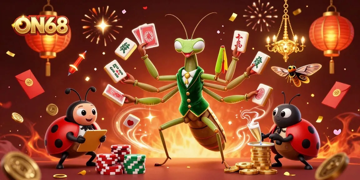 Engage with ON68's vibrant casino games featuring dynamic characters and festive elements.