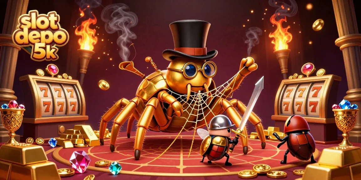 Engage with the exciting world of slot depo 5k as a golden tarantula spins fortune webs among treasures.