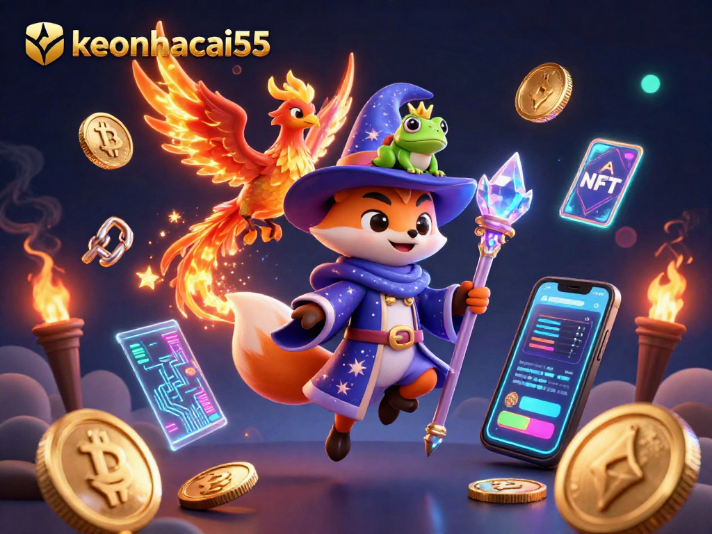 Engage with keonhacai55 for thrilling casino adventures amidst fiery fantasy characters in a vibrant 3D world.