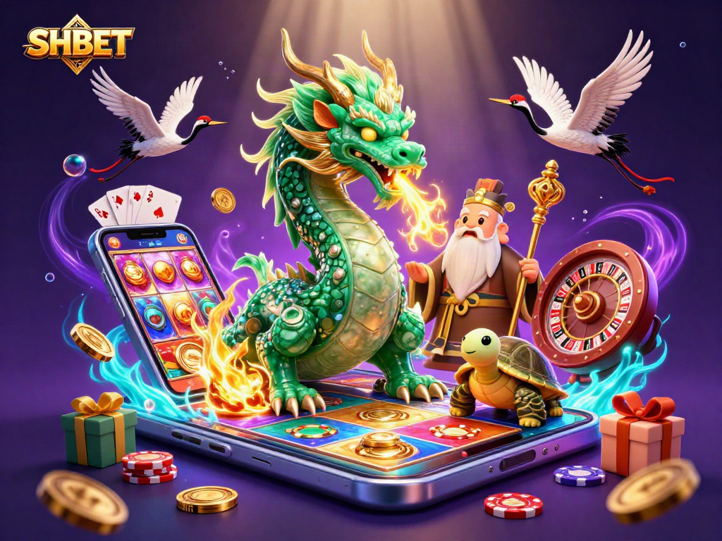 Experience thrilling gameplay at SHBET with dynamic casino characters and vibrant gaming elements.