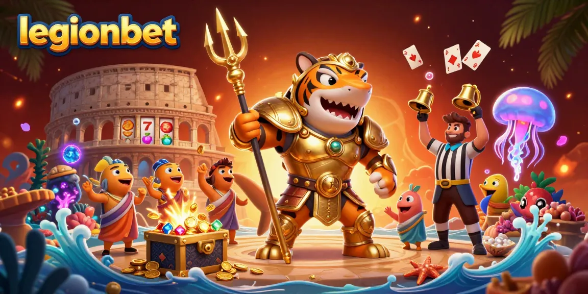 Experience thrilling gameplay with legionbet in a vibrant underwater casino scene with slot reels and treasures.
