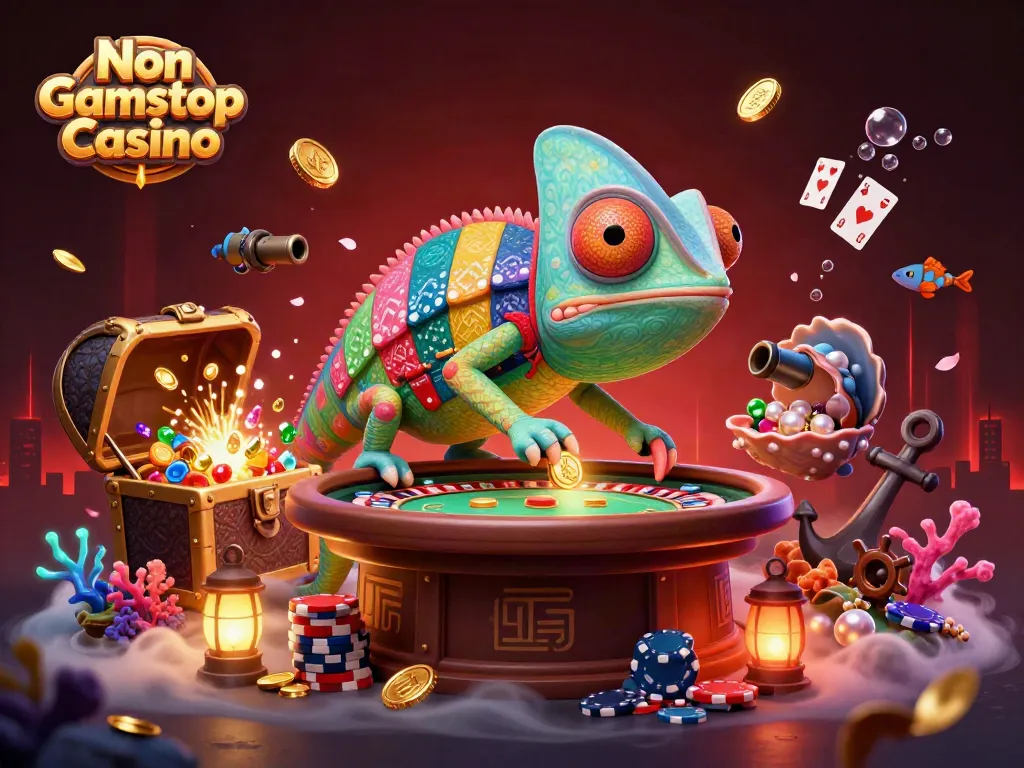 Win big at Non Gamstop Casino with an enticing underwater scene featuring a chameleon casino owner.