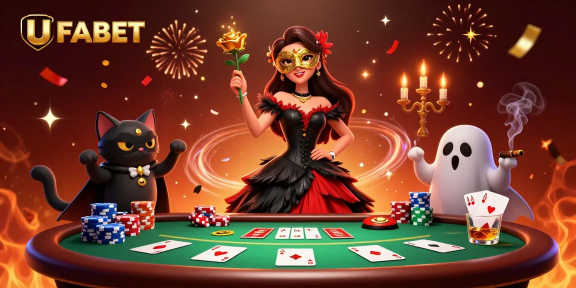 Experience thrilling games at UFABET with a captivating 3D illustration of a glamorous casino scene.