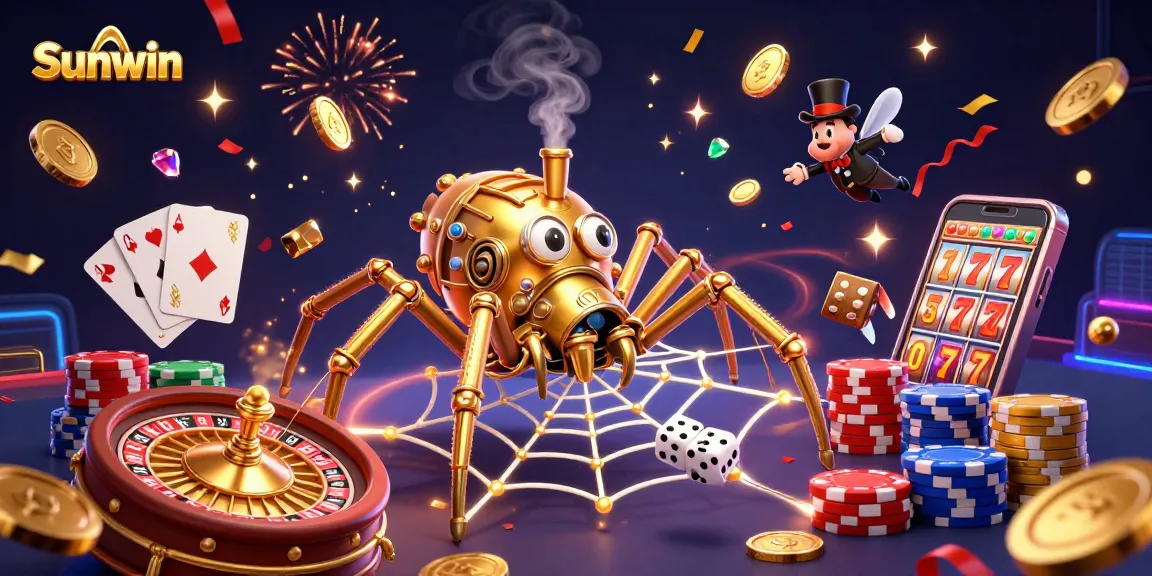 Sunwin captures the thrill of winning with a steampunk-inspired casino scene full of golden elements.